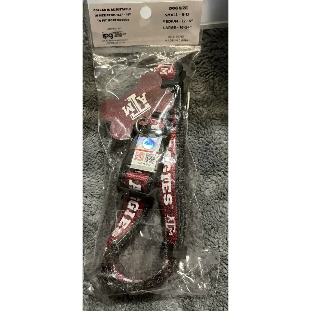 Texas A&M Aggies Dog Collar & Tag Set Adjustable 11.5–19” NCAA Pet – New